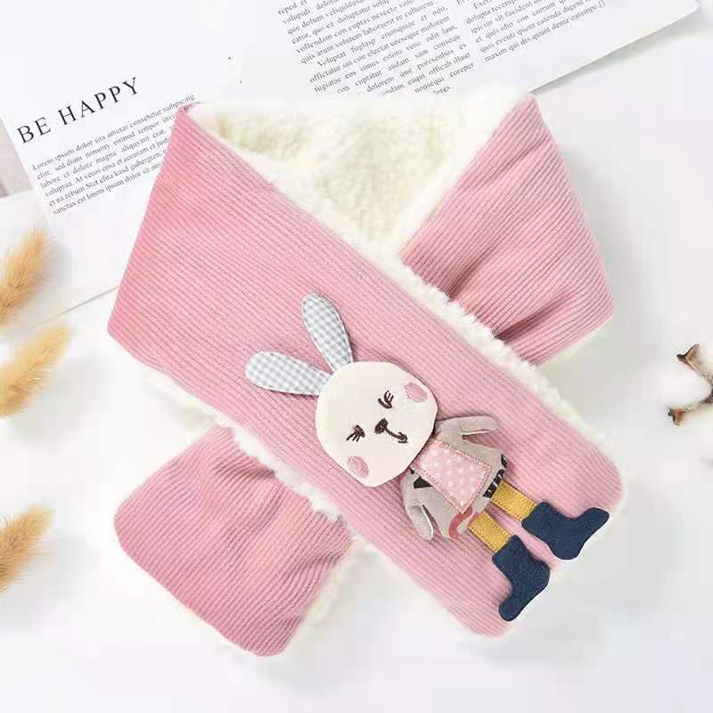 Grey cartoon plush scarf for kids, a timeless and soft winter accessory for lasting comfort