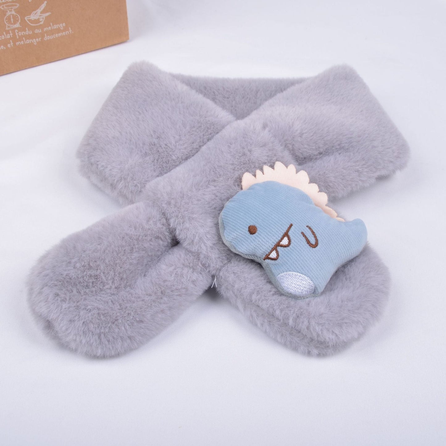 Soft orange cartoon plush scarf for kids, an essential winter accessory for baby clothing