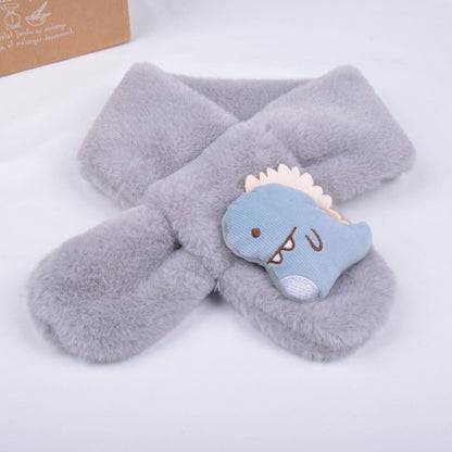 Soft orange cartoon plush scarf for kids, an essential winter accessory for baby clothing