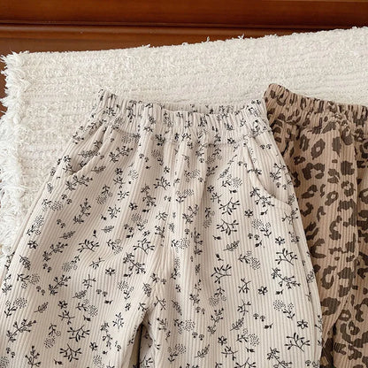 Unisex kids winter pants, fur-lined toddler trousers with elastic waist, warm baby clothing in polyester