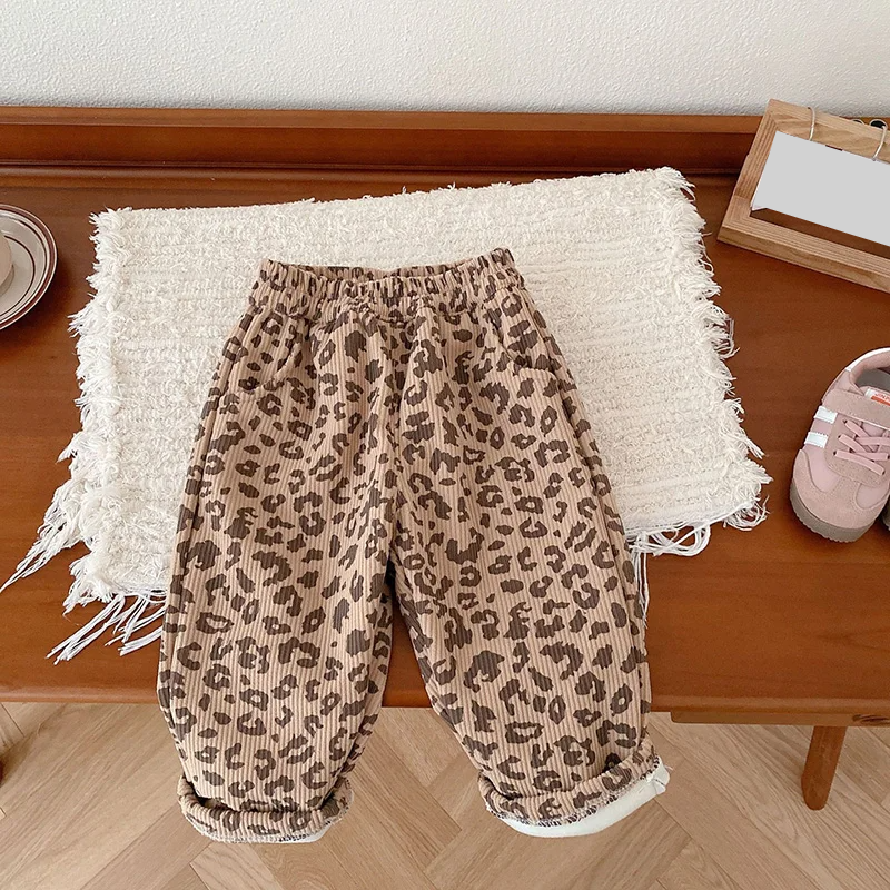 Toddler fur-lined warm pants, unisex elastic waist winter bottoms, comfortable baby clothing