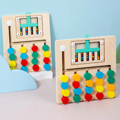 Wooden creative sorting puzzle with colorful shapes for preschool learning and imaginative play