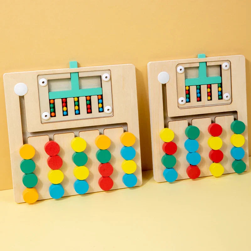 Toddler playing with unisex wooden sorting puzzle, enhancing cognitive skills and shape recognition