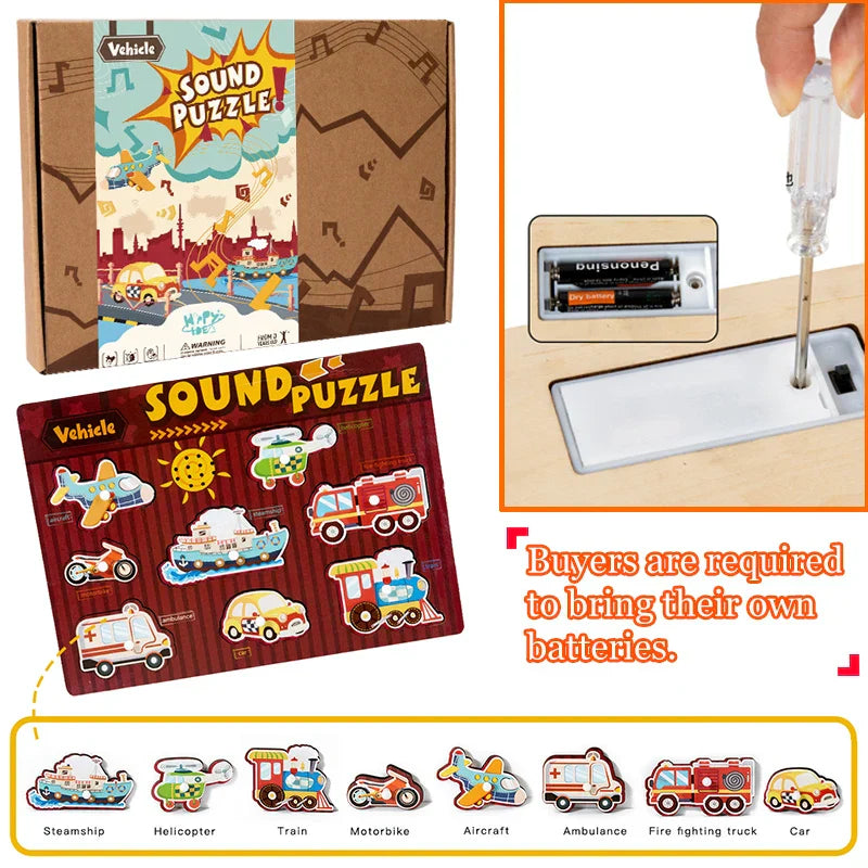 Hands-on sensory play with a unisex kids sound & shape matching puzzle board, educational toy