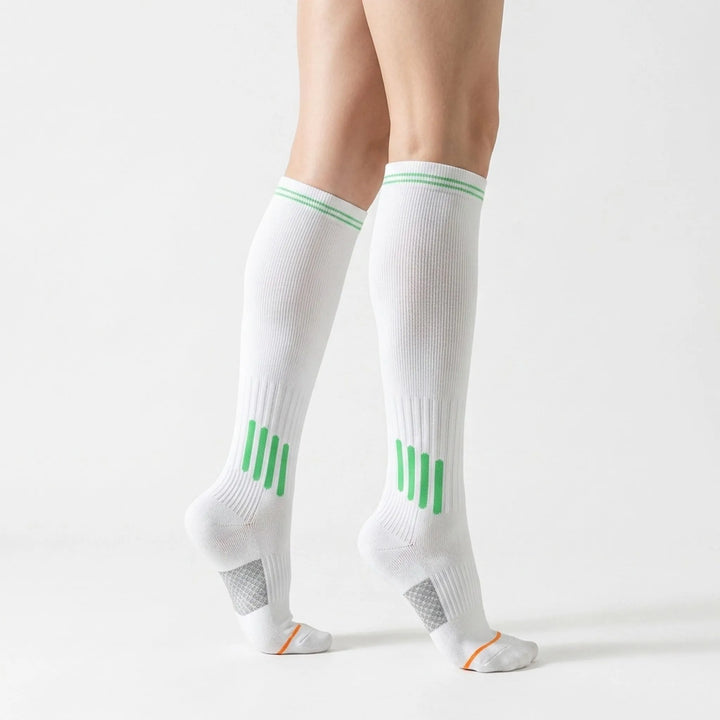 Unisex activewear socks, knee-high, offering comfort for running & fitness.