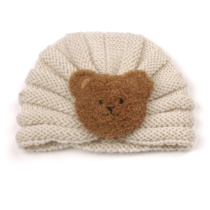 Set of unisex knitted baby beanies, rainbow candy colors, warmth for baby's winter