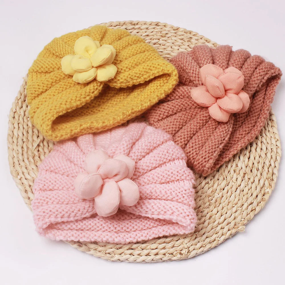 Unisex knitted baby hat in multiple candy colors, essential winter headwear for infants