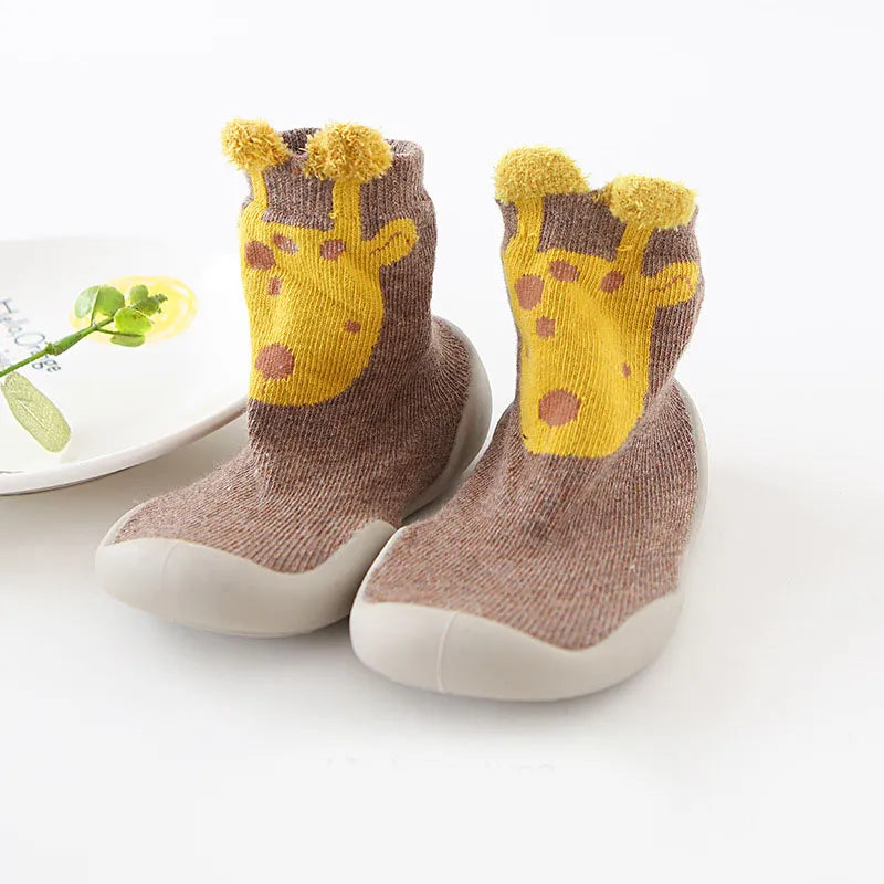 Practical non-slip knitted baby first walker boots for active infants.