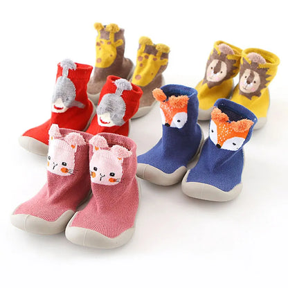 Soft sole knitted baby boots, unisex design, perfect for new walkers.