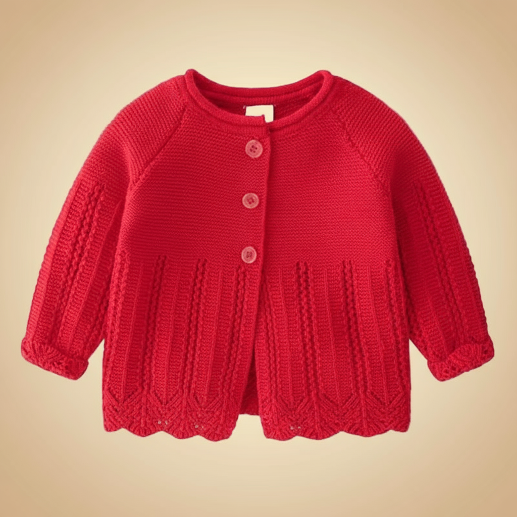 Children's fashion: durable knitted long sleeve sweater, cotton blend fabric.