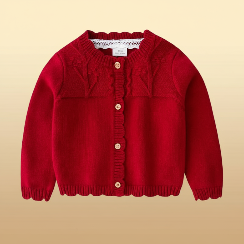 Baby's knitted outerwear, a practical and cute long sleeve cardigan sweater.