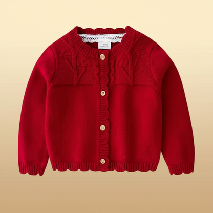 Baby's knitted outerwear, a practical and cute long sleeve cardigan sweater.