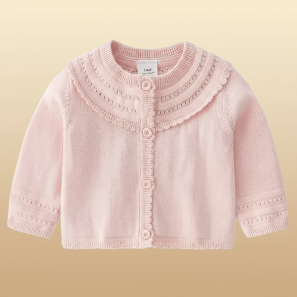 Chic children's knitted sweater, long sleeves, ideal for cooler weather.