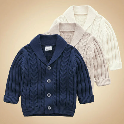 Children's knitted outerwear sweater, comfy long sleeves, ideal for kids fashion.