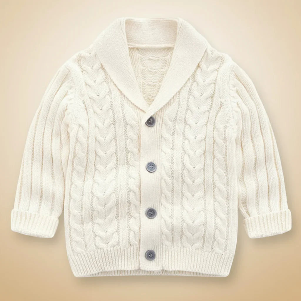 Unisex baby knitted cardigan, long sleeves, great for all seasons and comfort.
