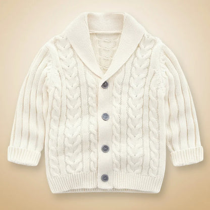 Unisex baby knitted cardigan, long sleeves, great for all seasons and comfort.