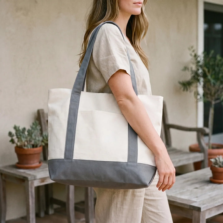 Unisex large black zip tote bag, perfect for daily errands, market, and weekend trips.