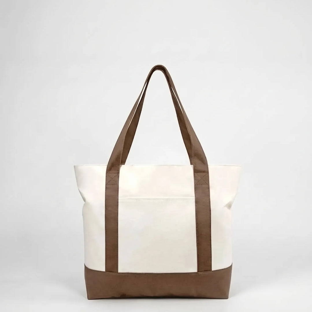 Durable large zip tote bag, versatile as a daily commuter, market shopper, or travel companion.