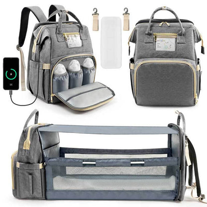 Modern unisex diaper bag in a neutral color, perfect for organizing all baby essentials.