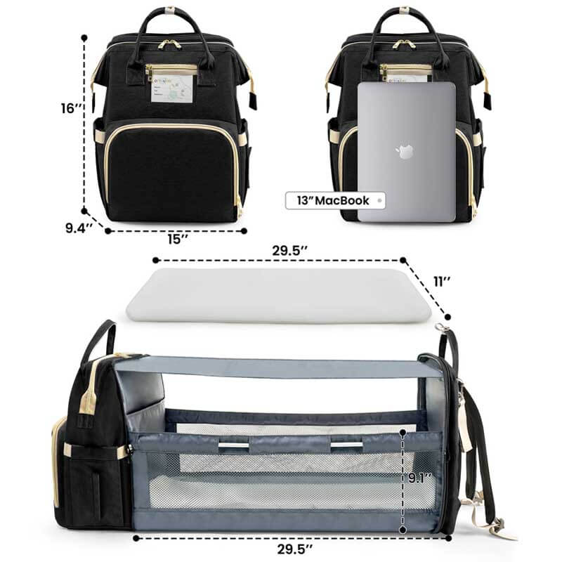 Large capacity unisex diaper bag with insulated bottle pockets, ideal for on-the-go parents.