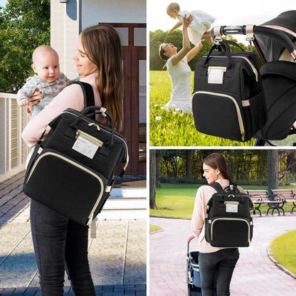 Durable unisex baby backpack for men and women, featuring comfortable shoulder straps and organizer.