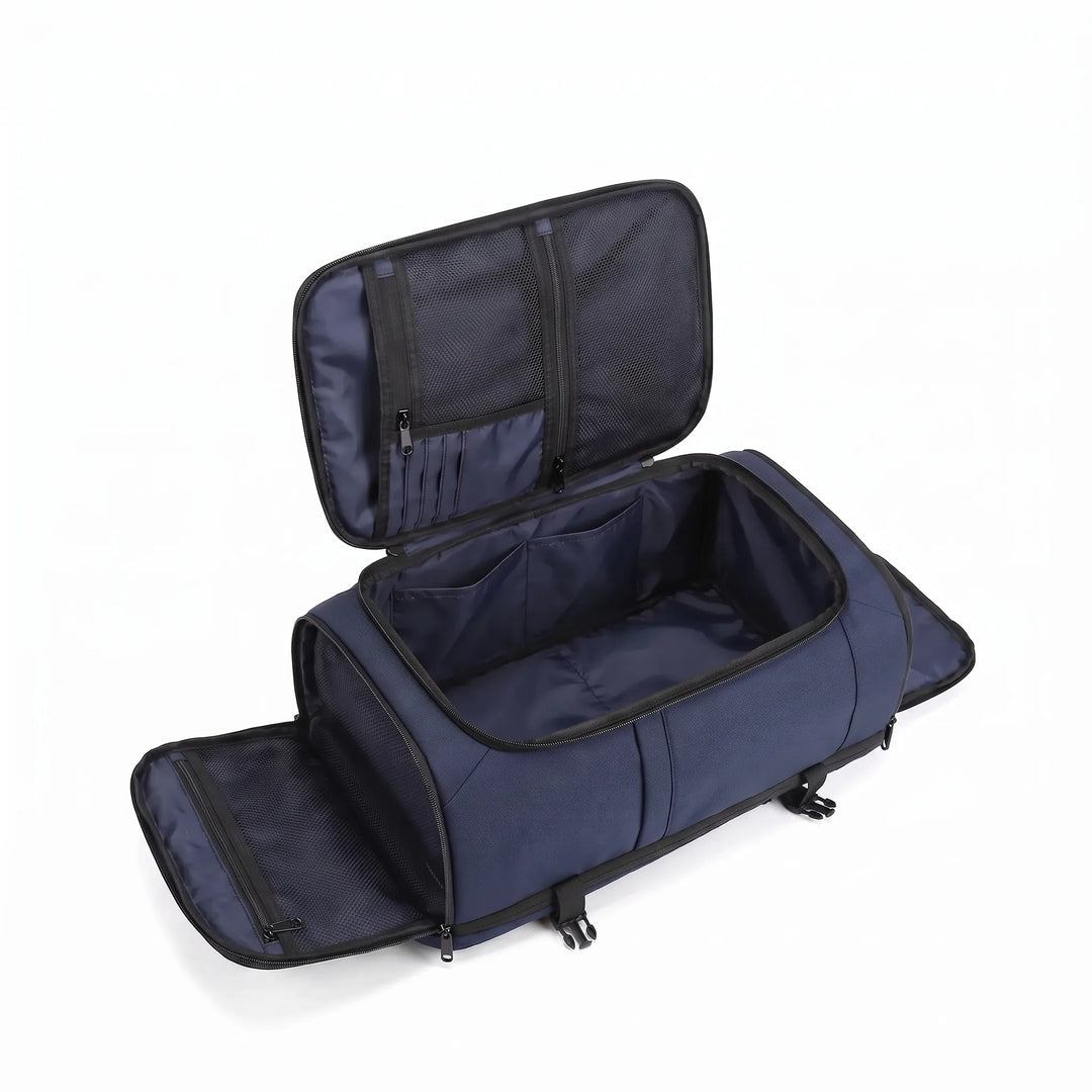 Water-resistant travel backpack made from durable fabric, ideal for men & women on commutes, weekend trips or daily use.