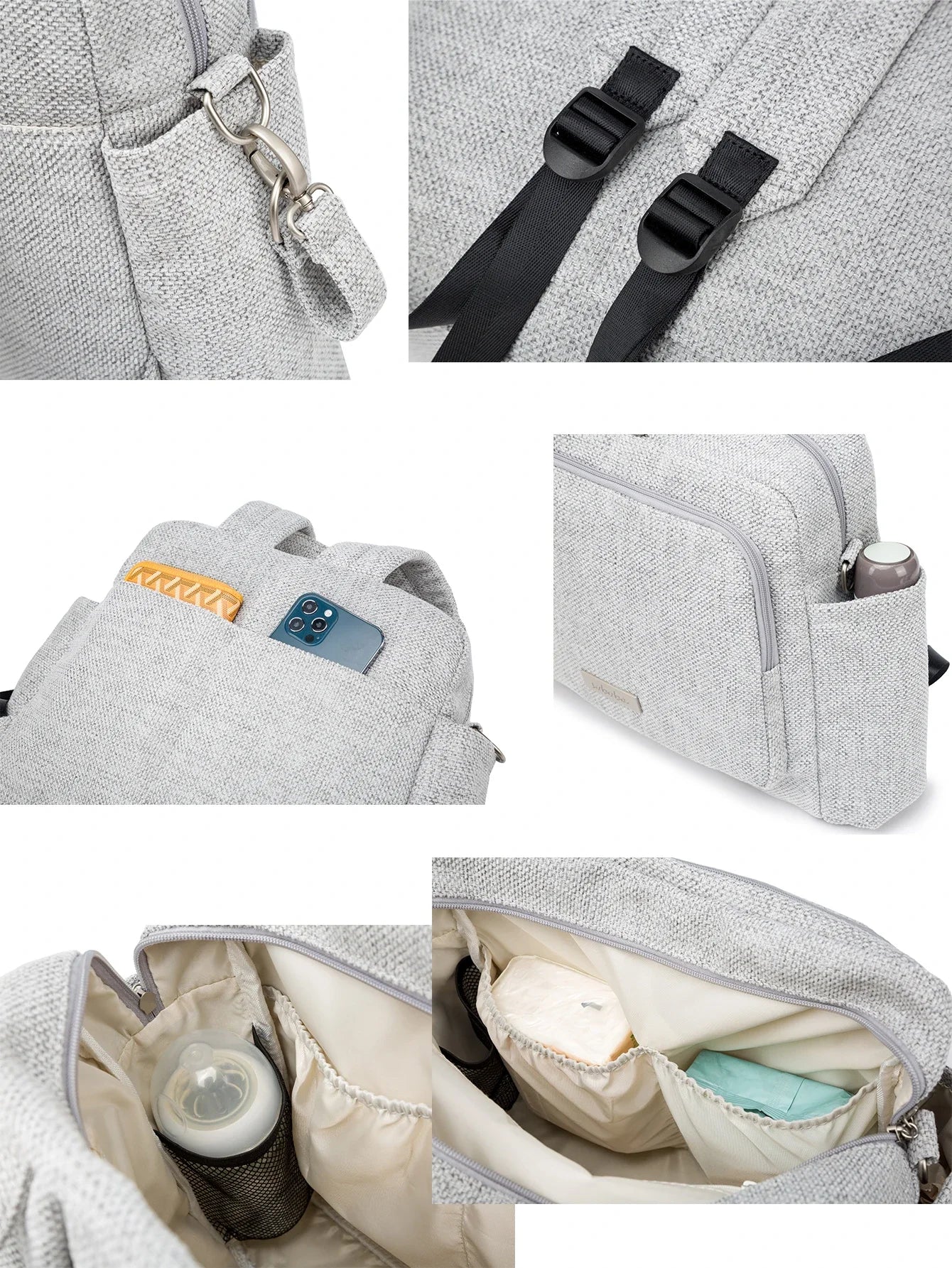 Black unisex diaper backpack carried by a parent, showcasing comfortable wear and ergonomic design