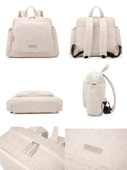 Waterproof diaper backpack, detail of durable, easy-to-clean material, ideal for baby messes