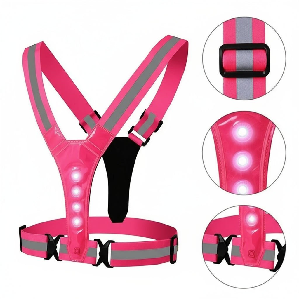 Reflective LED vest for night jogging, biking, or dog walking; boosts safety & low-light visibility.