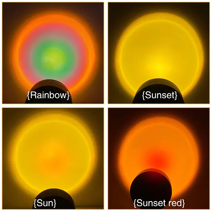 Transformative LED sunset projector light with multiple color settings for a calming home aesthetic.