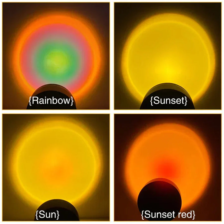 Transformative LED sunset projector light with multiple color settings for a calming home aesthetic.