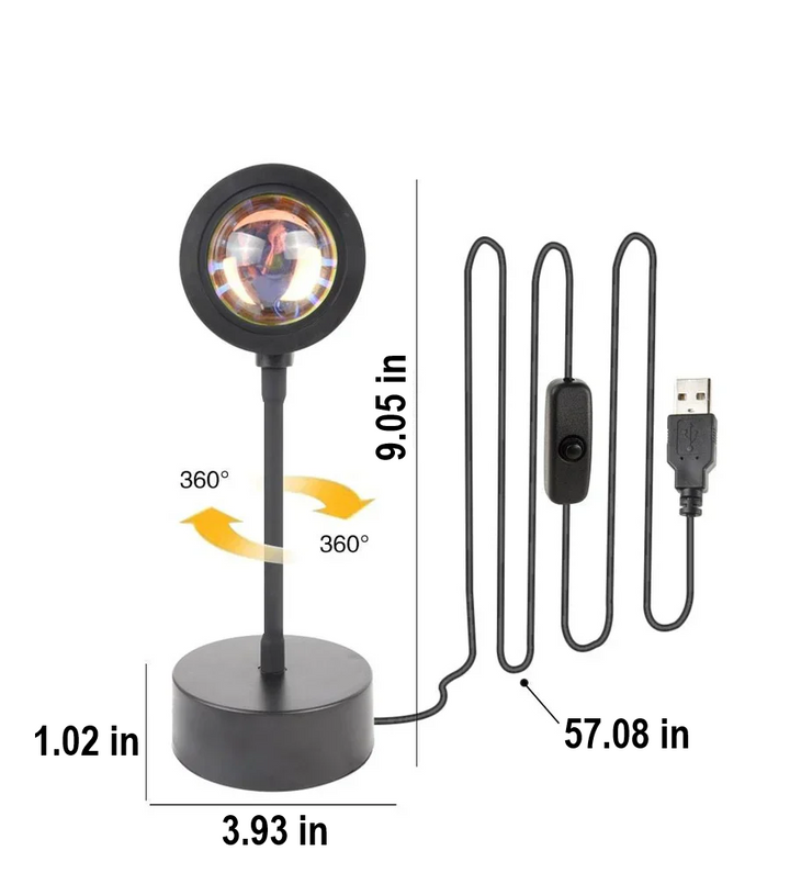 Photography light: USB-powered LED sunset projector lamp for unique, colorful background effects.