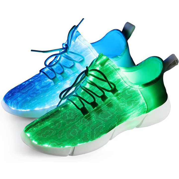 Unisex light-up LED sneakers for kids with vibrant multi-color glow, perfect for parties & festivals.