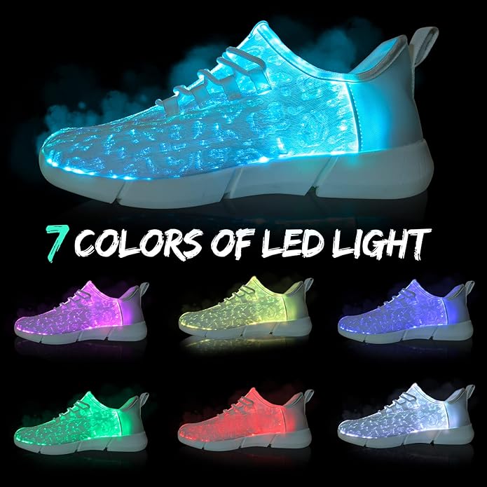 Vibrant glow shoes for children, featuring dynamic LED lights and a comfortable fit for active play.