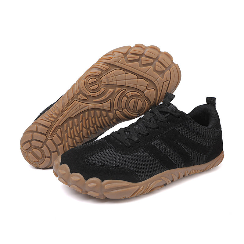 Lightweight adventure shoes, unisex, wide fit, barefoot style, for natural comfort on any trail.