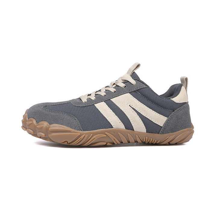 Minimalist barefoot hiking shoes, unisex, wide fit, ensuring natural ground feel & grip.