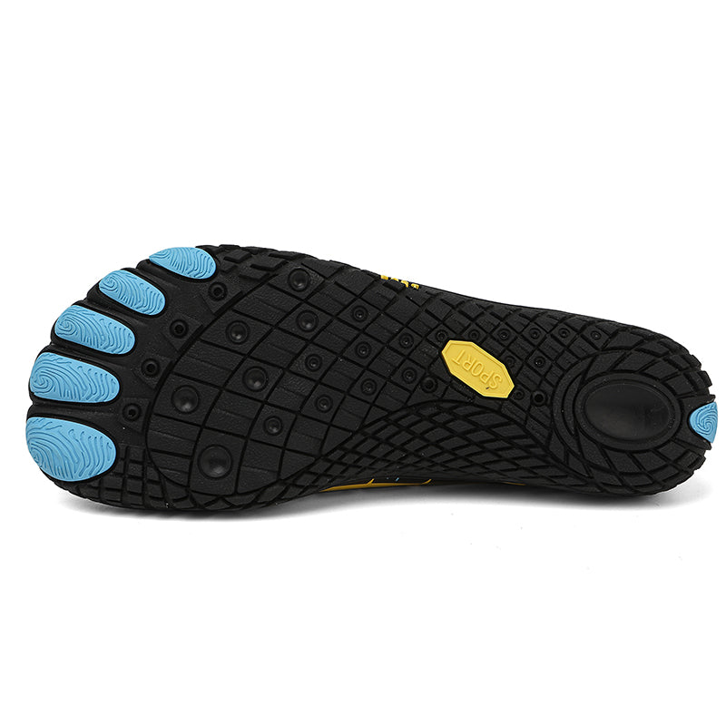 Pair of unisex minimalist running shoes, ideal for improving natural gait.