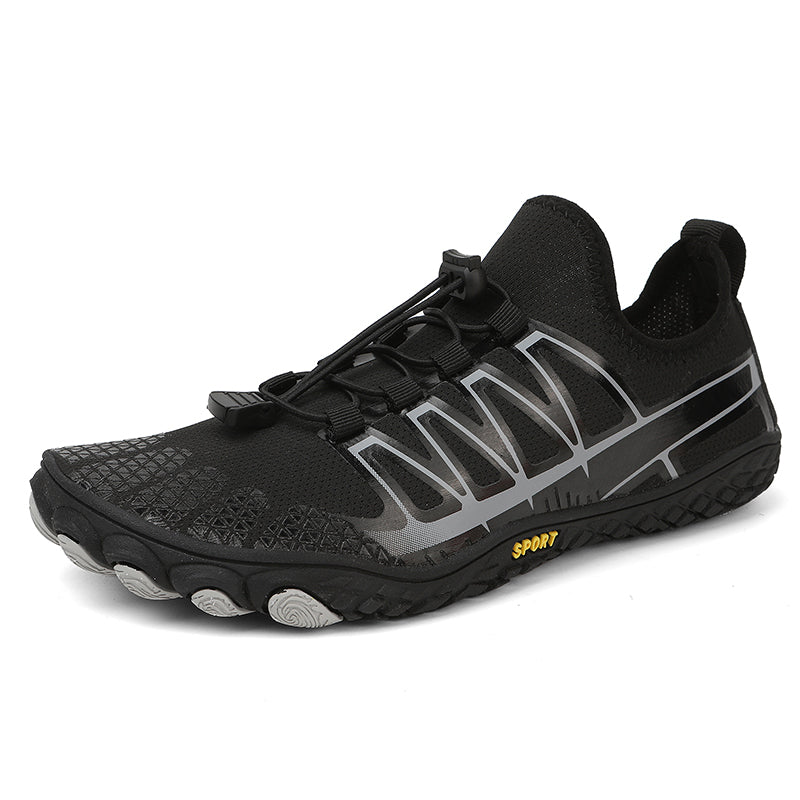 Side profile of minimalist barefoot training shoes, showcasing their sleek design.