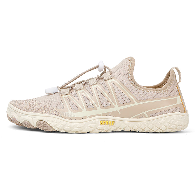 Flexible sole and breathable upper on these unisex barefoot running shoes.