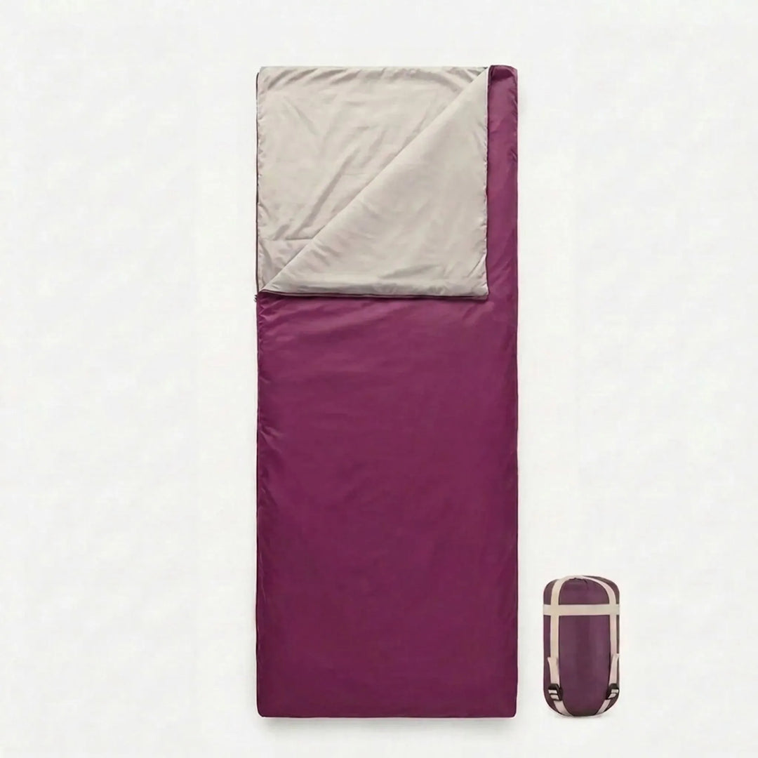 Brown lightweight summer sleeping bag, perfect for compact outdoor camping & hiking trips.