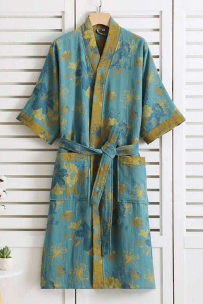 Versatile unisex bathrobe. Lightweight, soft & comfy with a tie waist for easy home loungewear style.