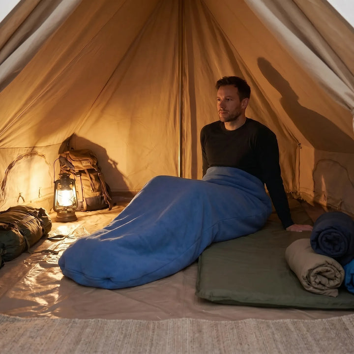 Unisex lightweight fleece sleeping bag liner, perfect for adding warmth and comfort during camping trips.