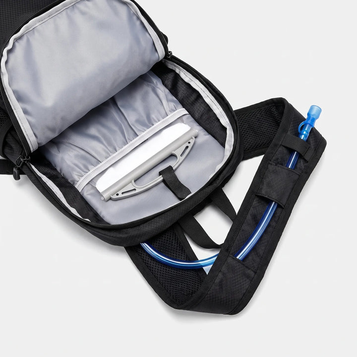 Side view of a multi-pocket lightweight hiking daypack. Perfect for organizing adventure & outdoor gear.