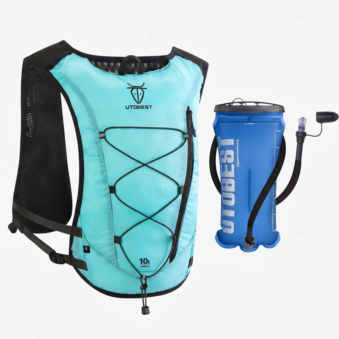 Versatile unisex running vest pack for jogging, hiking, and trail adventures.