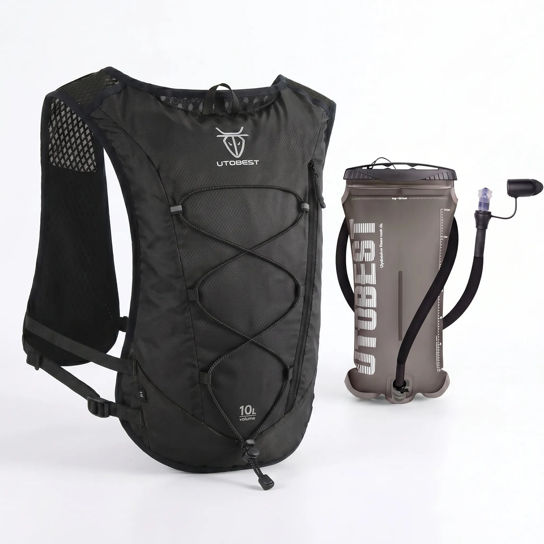 Unisex trail running vest, designed for optimal hydration during runs.