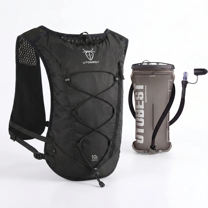 Unisex trail running vest, designed for optimal hydration during runs.