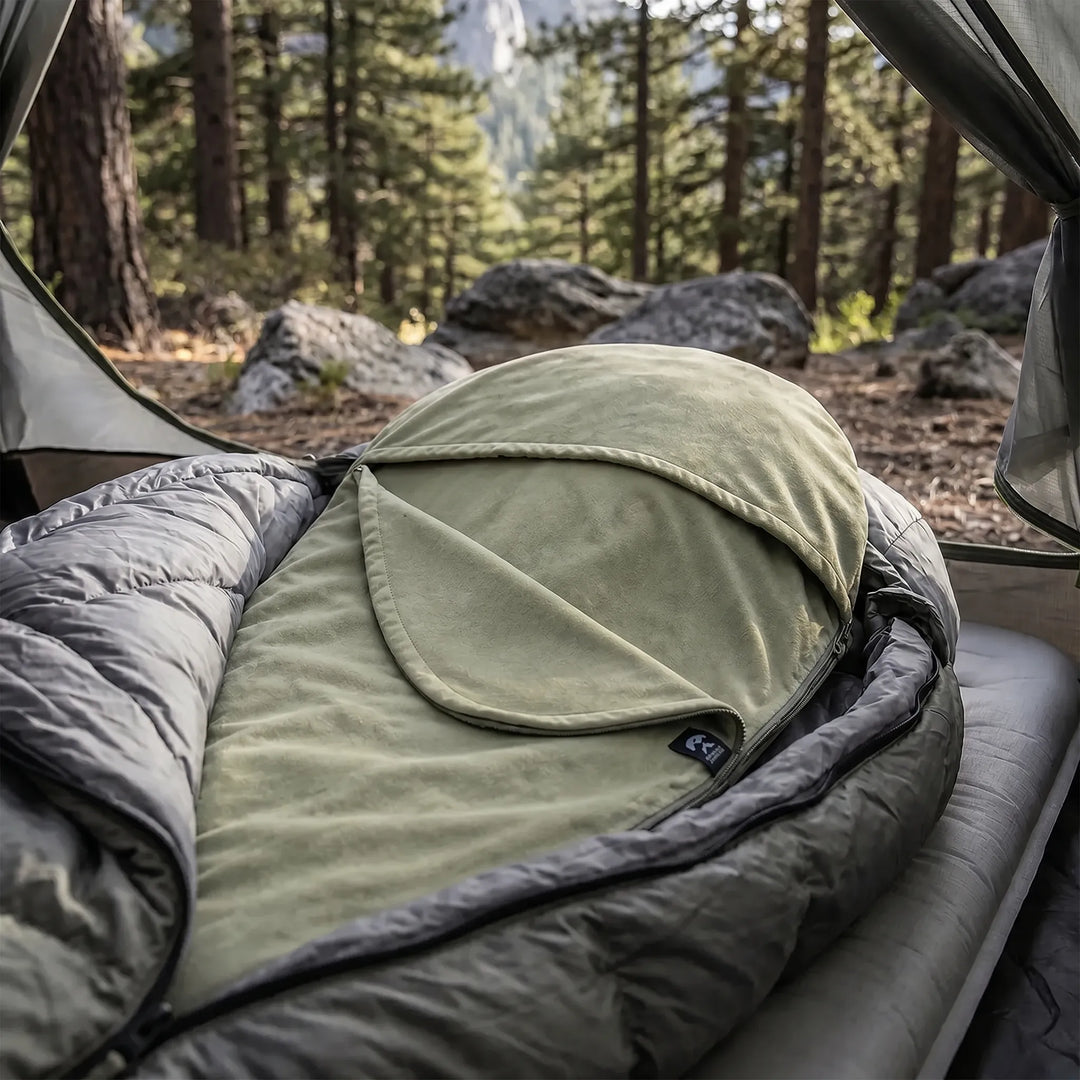 Unisex lightweight rectangular sleeping bag liner for camping, hiking, and travel. Portable hygiene sheet.