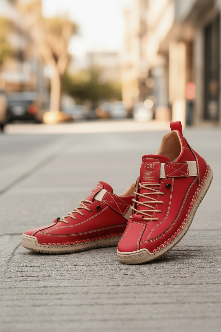 Side view of lightweight slip-on walking shoes, designed for comfortable, versatile everyday wear.