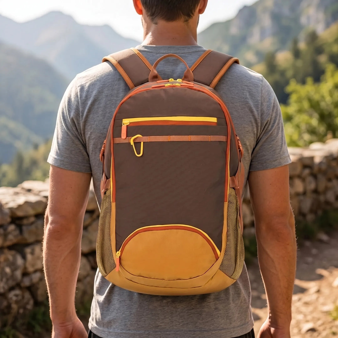 Unisex lightweight travel backpack for hiking, day trips, and sports in a vibrant color.