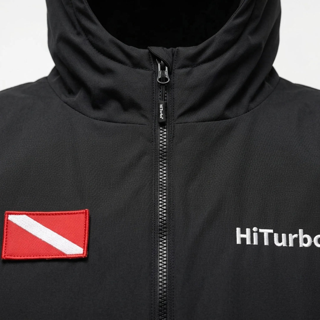 Quick-dry long-sleeve changing robe. Comfortable hooded surf poncho, perfect for beach and water sports privacy.